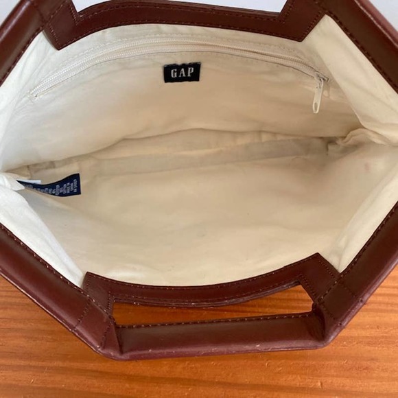 Gap Linen Floral Clutch Purse with Leather Handle - Picture 5 of 6